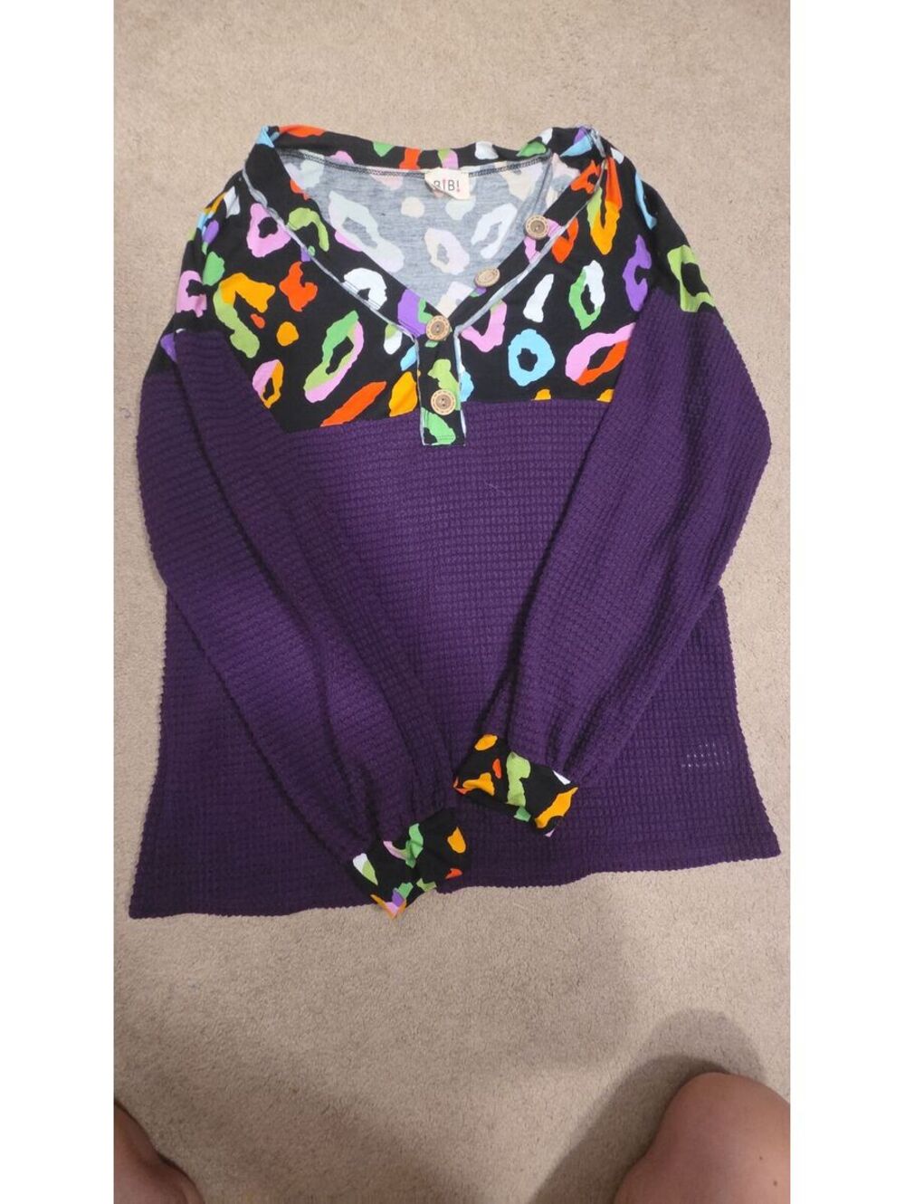 BIBI Waffle Knit Purple with Multi leopard 🐆 print